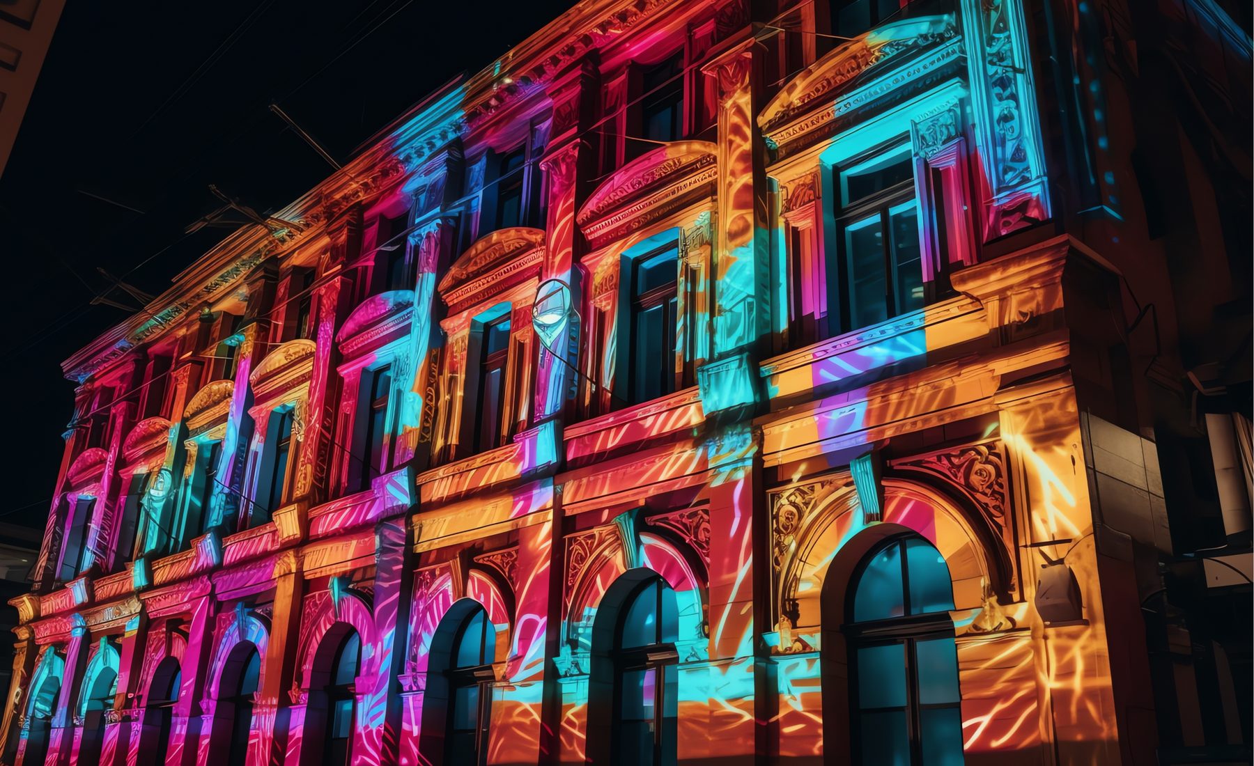Night show with lighting and special effects