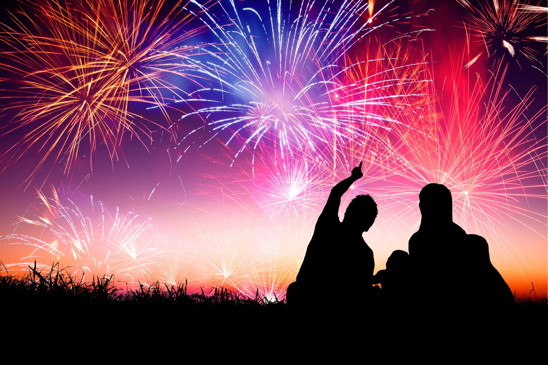 Private firework display watched by guests