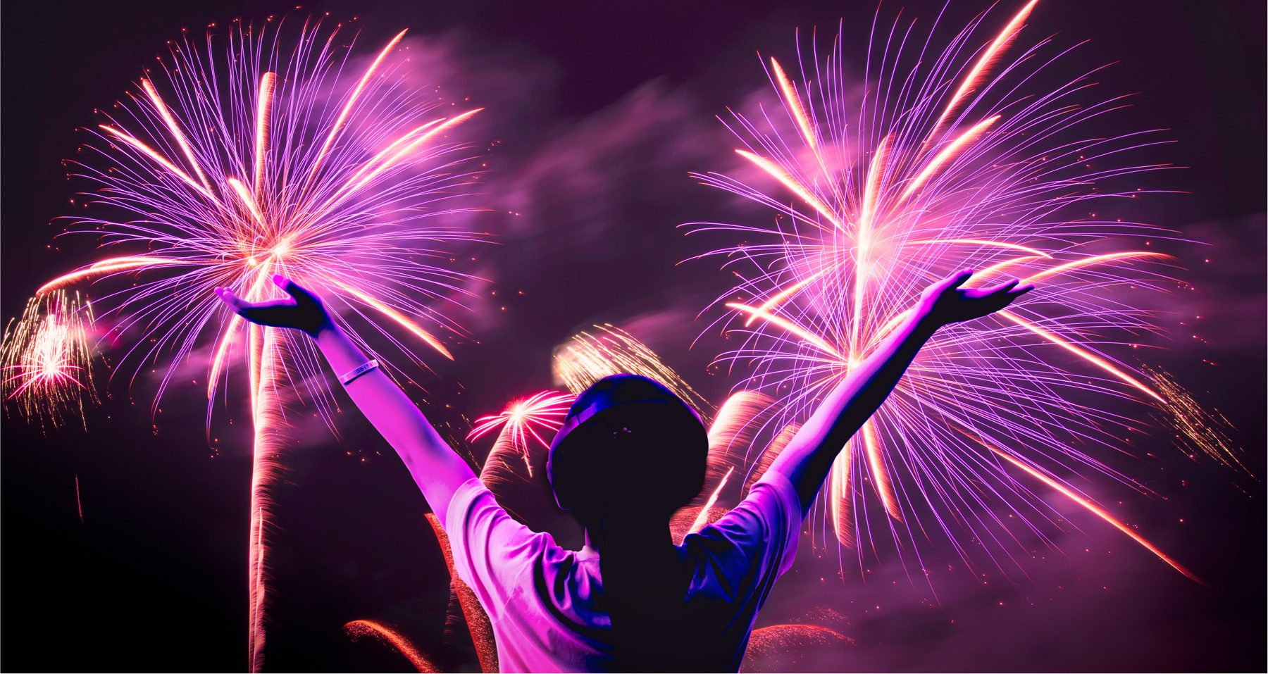 Private event guests watching fireworks